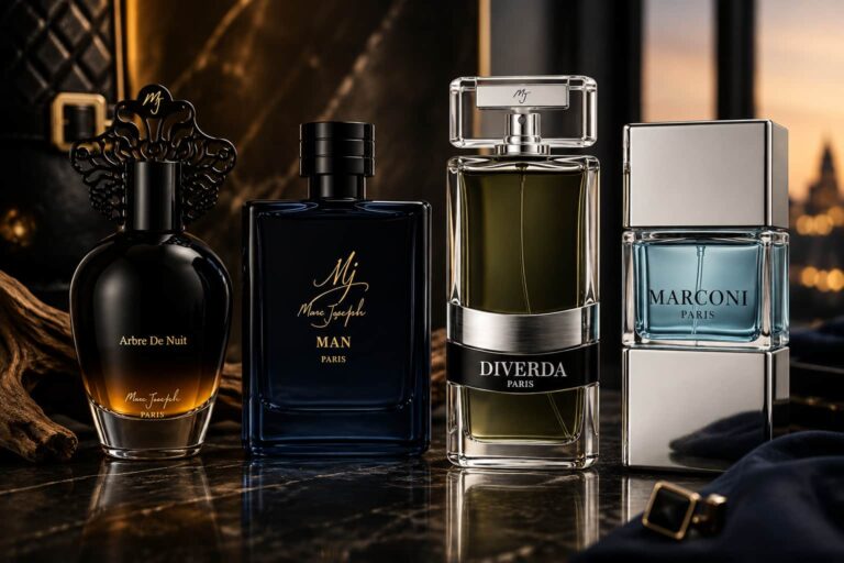 Parfums homme au Maroc – Arbre de Nuit, MJ, Diverda et Marconi Silver