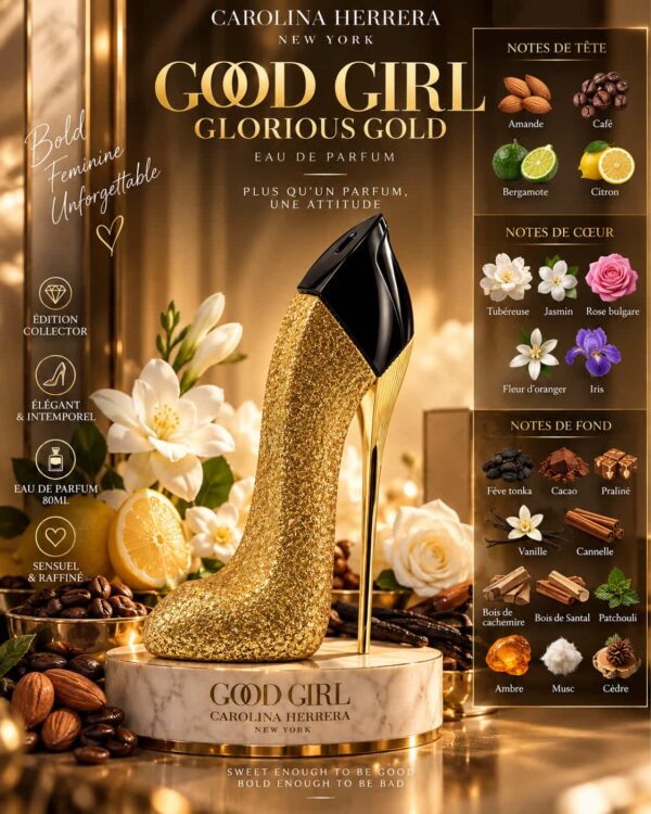 Good Girl Glorious Gold – café, fleurs blanches, cacao, praliné et vanille