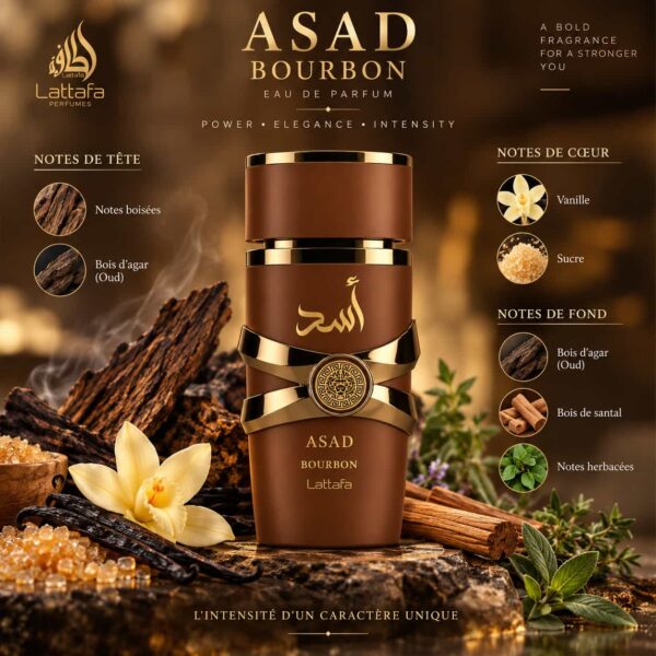 Lattafa Asad Bourbon Eau de Parfum 100ml – Parfum oriental épicé Lattafa Asad Bourbon Eau de Parfum 100ml – Parfum oriental épicé
