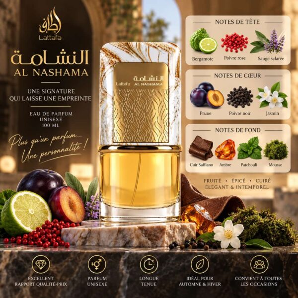 Al Nashama Lattafa Eau de Parfum Unisexe 100ml