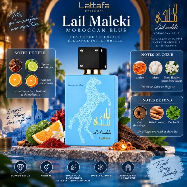 Lail Maleki Moroccan Blue Lattafa Eau de Parfum 100ml Lail Maleki Moroccan Blue Lattafa Eau de Parfum 100ml