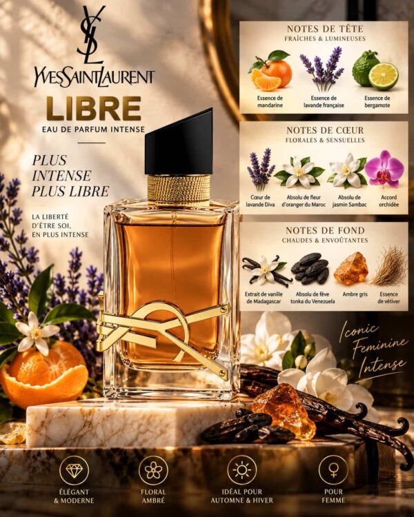 Yves Saint Laurent Libre Intense – lavande, fleur d’oranger, jasmin, vanille et fève tonka