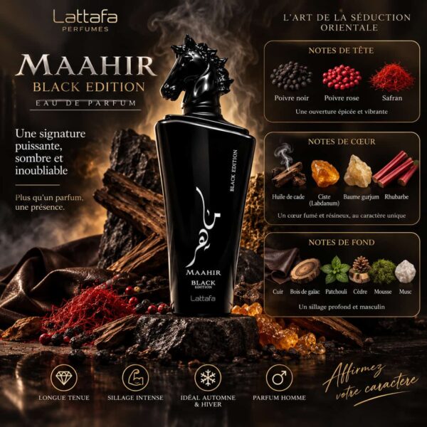 Maahir Black Edition Lattafa Eau de Parfum Homme 100ml