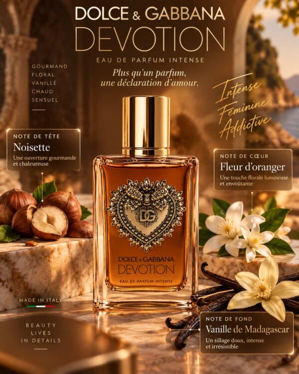 Devotion Intense – noisette, fleur d’oranger et vanille de Madagascar