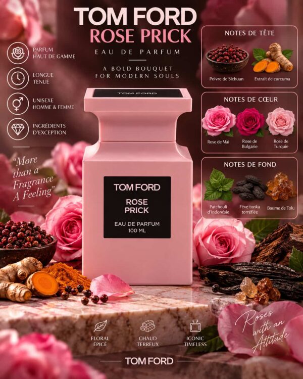 Tom Ford Rose Prick – Notes roses, poivre de Sichuan, patchouli et fève tonka